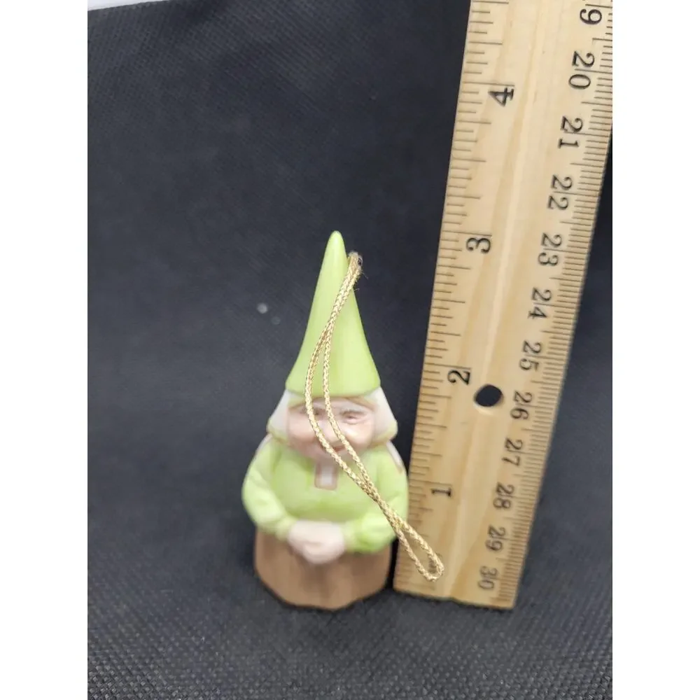 Green & Brown Gnome Elf Hanging Ornament Figurine - Fantasy Gnomes Theme